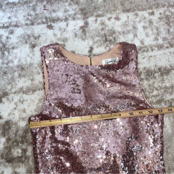 Speechless dress mini dusty pink all over sequined form fitting high neck SZ 1 - Picture 9 of 10